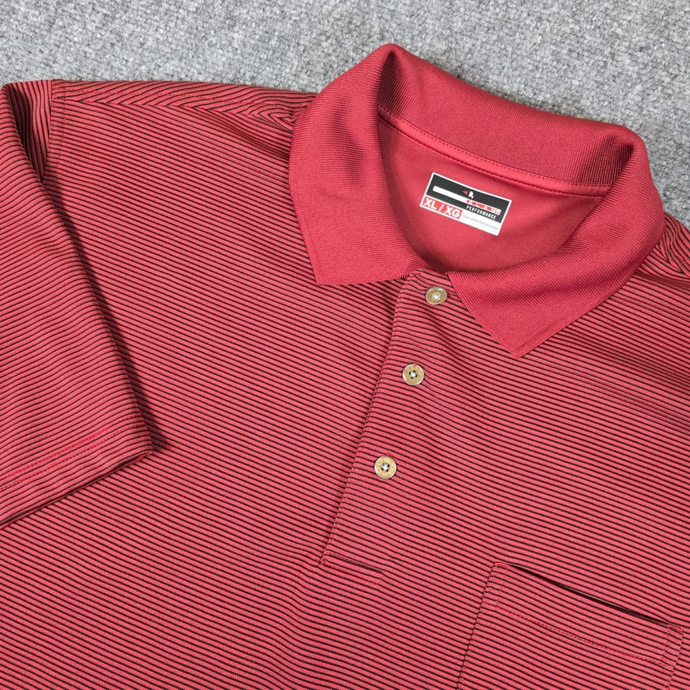 GRAND SLAM Mens Red Black Striped‎ Polo Shirt XL Performance Golf Athletic